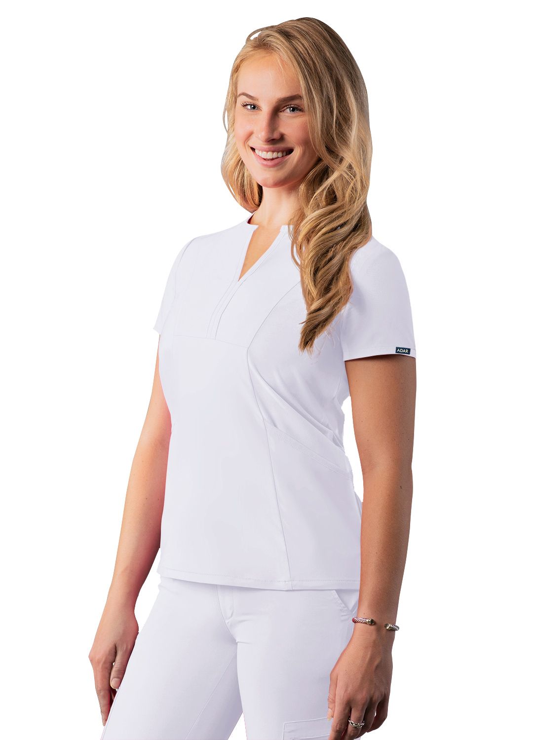 Adar Women's Addition Notched V-Neck Scrub Top A6002