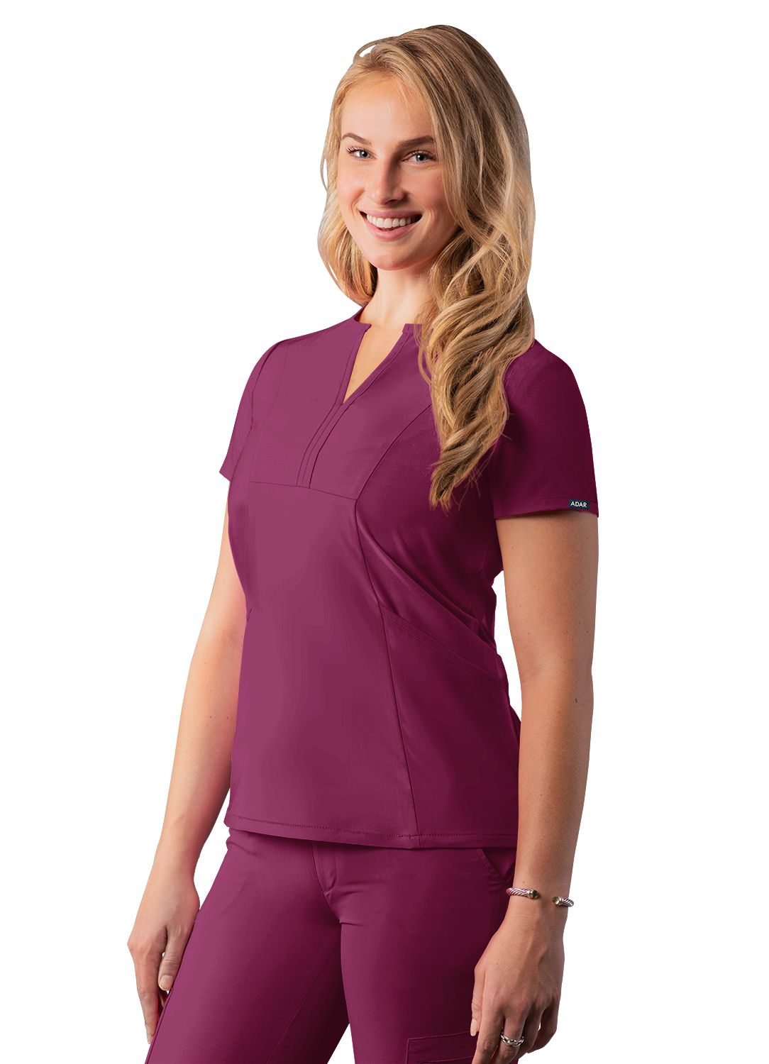 Adar Women's Addition Notched V-Neck Scrub Top A6002