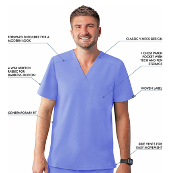 Men's Addition by Adar V Neck Scrub Top A6006