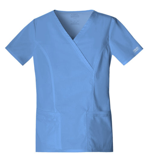 Cherokee Workwear Women's Mock Wrap Princess Scrub Top 4728