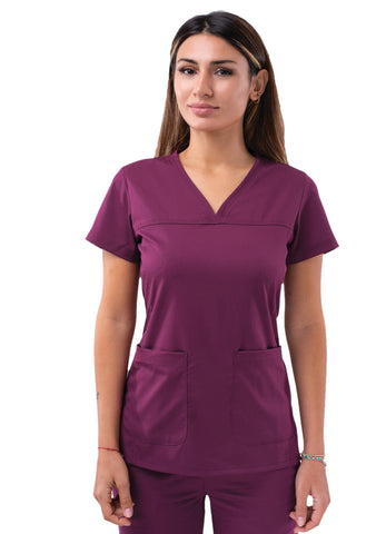 Adar Women's Sweetheart V-Neck Scrub Top P4210