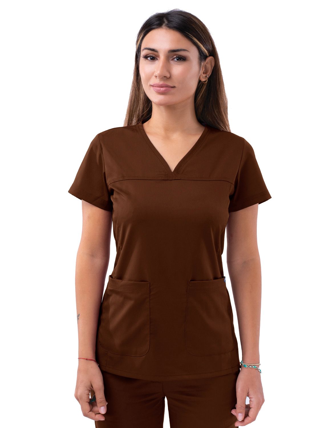 Adar Women's Sweetheart V-Neck Scrub Top P4210