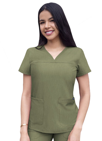 Adar Women's Sweetheart V-Neck Scrub Top P4210
