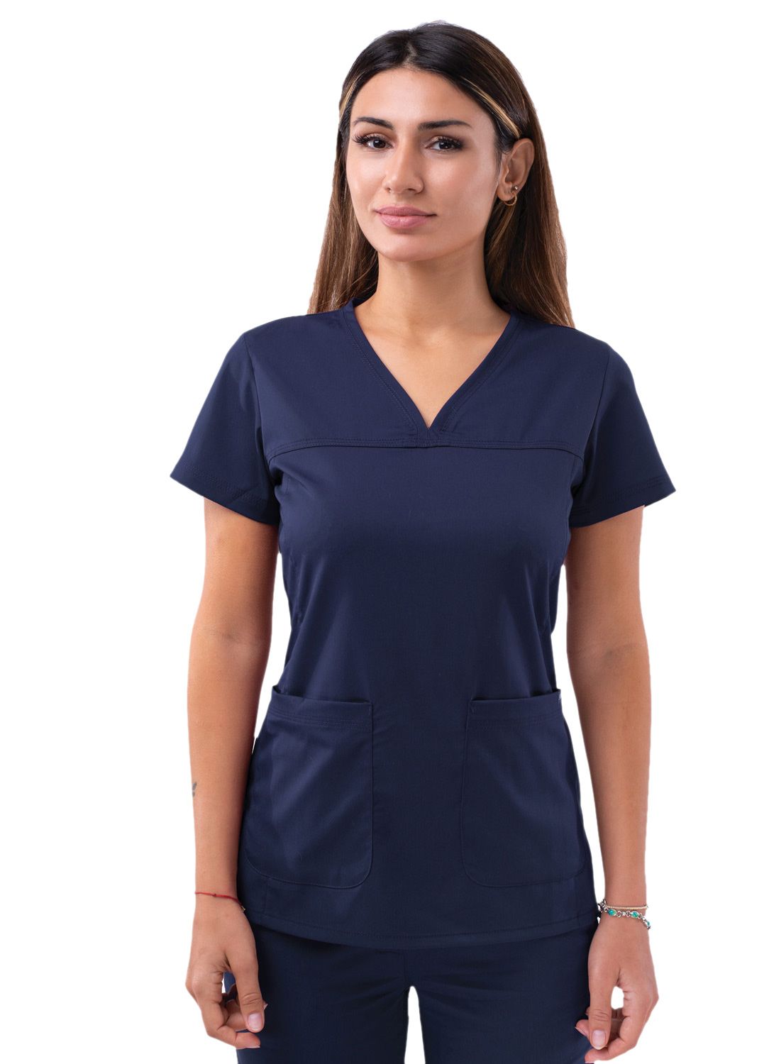 Adar Women's Sweetheart V-Neck Scrub Top P4210