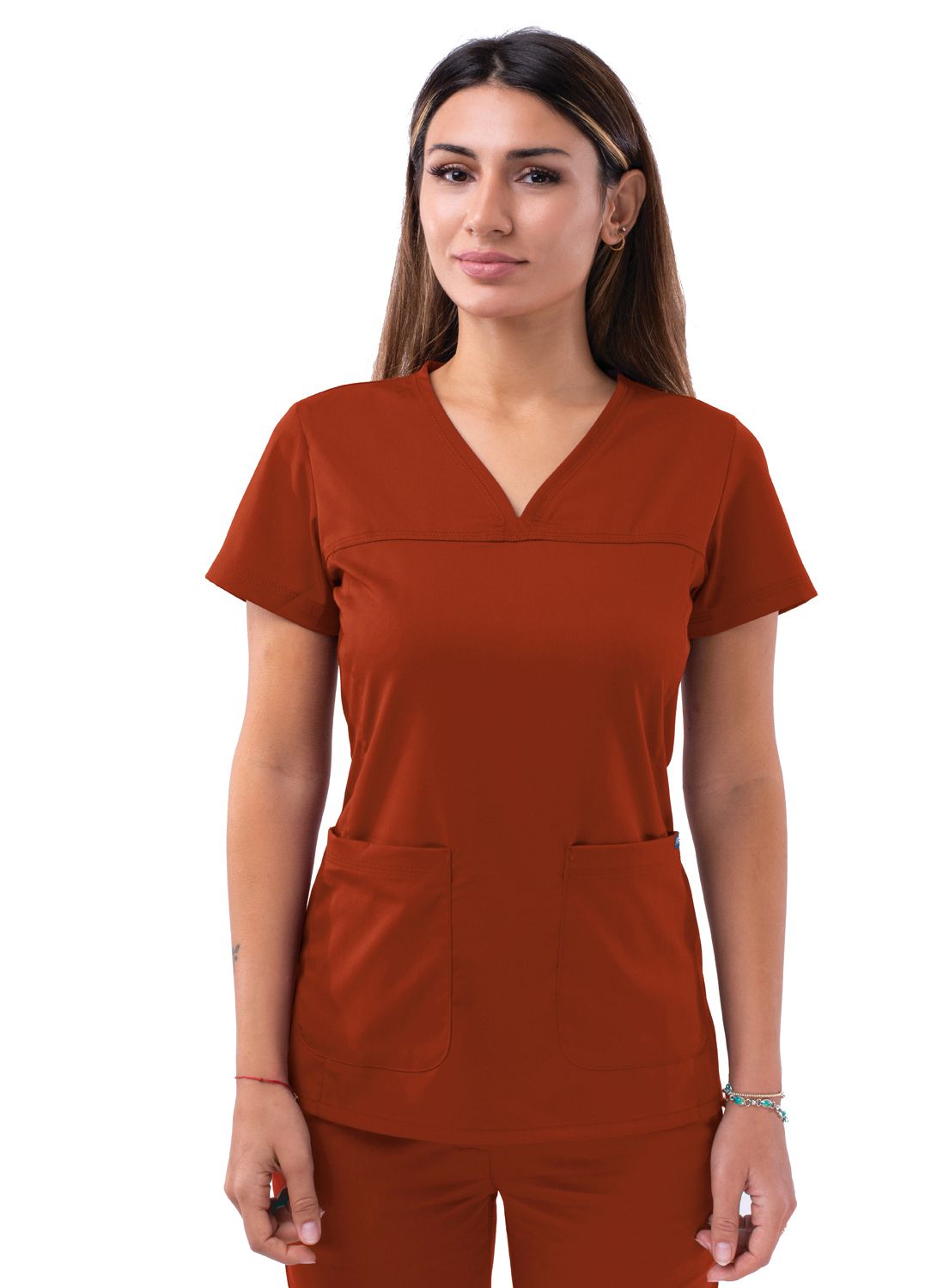 Adar Women's Sweetheart V-Neck Scrub Top P4210