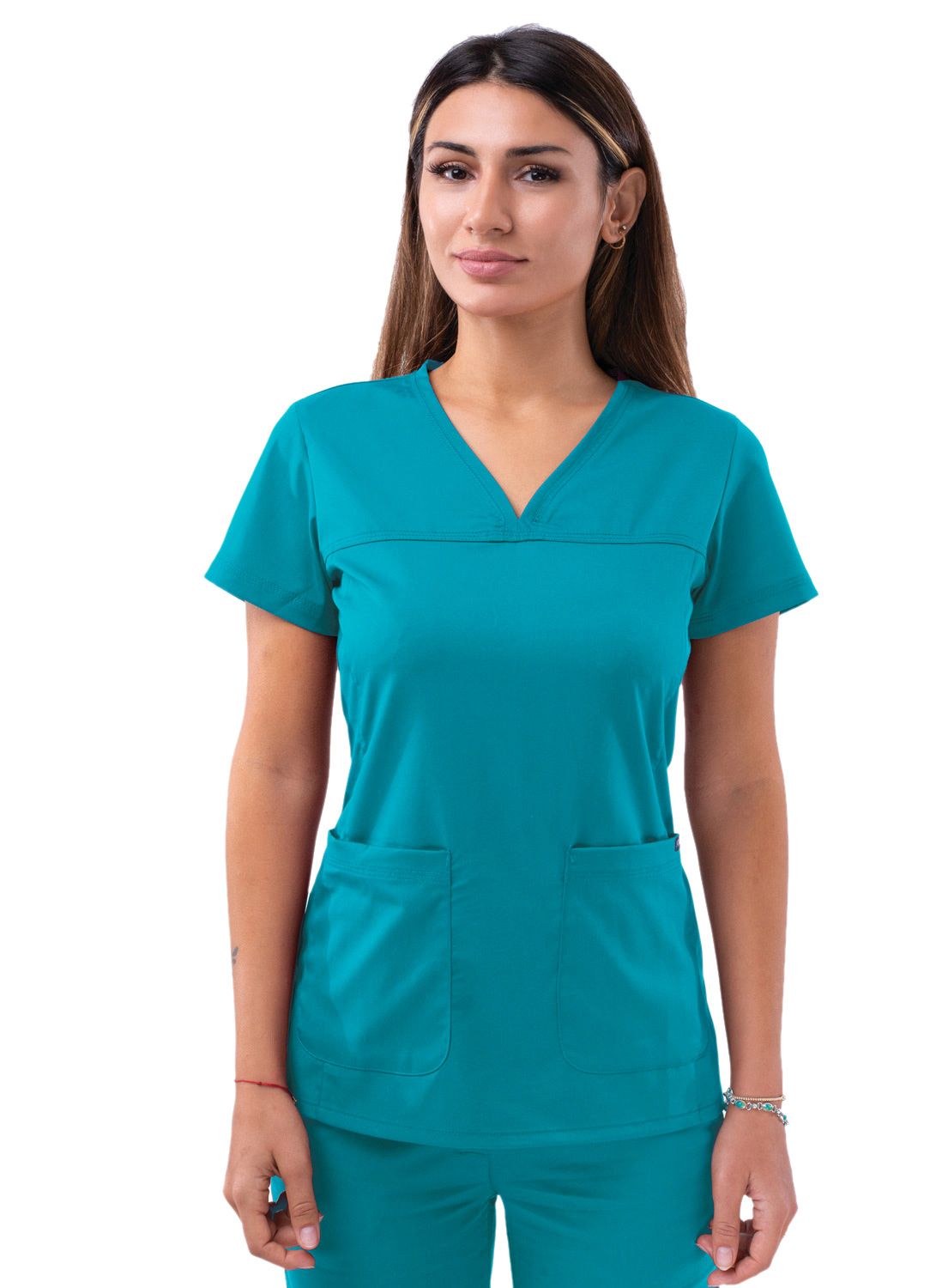 Adar Women's Sweetheart V-Neck Scrub Top P4210